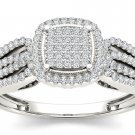 14k White Gold 0.35 Ct Round Cut Diamond Halo Cluster Engagement Ring HI I2 Size 14k White Gold 0.35 Ct Round Cut Diamond Halo Cluster Engagement Ring HI I2 Size