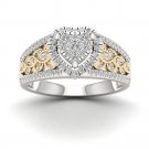 10k Yellow Two Tone WhiteGold 0.50ct Diamond Heart Shape Cluster Engagement Ring 10k Yellow Two Tone WhiteGold 0.50ct Diamond Heart Shape Cluster Engagement Ring