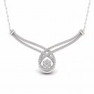 S925 Sterling Silver 1Ct TDW Diamond Cluster Crossover Fashion Necklace