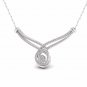 S925 Sterling Silver 1Ct TDW Diamond Cluster Crossover Fashion Necklace