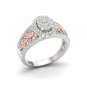 10k Pink Two Tone White Gold 0.50ct Round Cut Diamond Cluster Engagement Ring HI