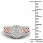 10k Pink Two Tone White Gold 0.50ct Round Cut Diamond Cluster Engagement Ring HI