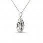 Solid 10K White Gold 0.18Ct Round Cut Dancing Diamond  Pendant Necklace