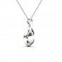 Solid 10K White Gold 0.18Ct Round Cut Dancing Diamond  Pendant Necklace
