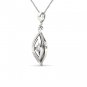 Solid 10K White Gold 0.25Ct Round Cut Dancing Diamond Pendant Necklace