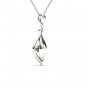 Solid 10K White Gold 0.25Ct Round Cut Dancing Diamond Pendant Necklace