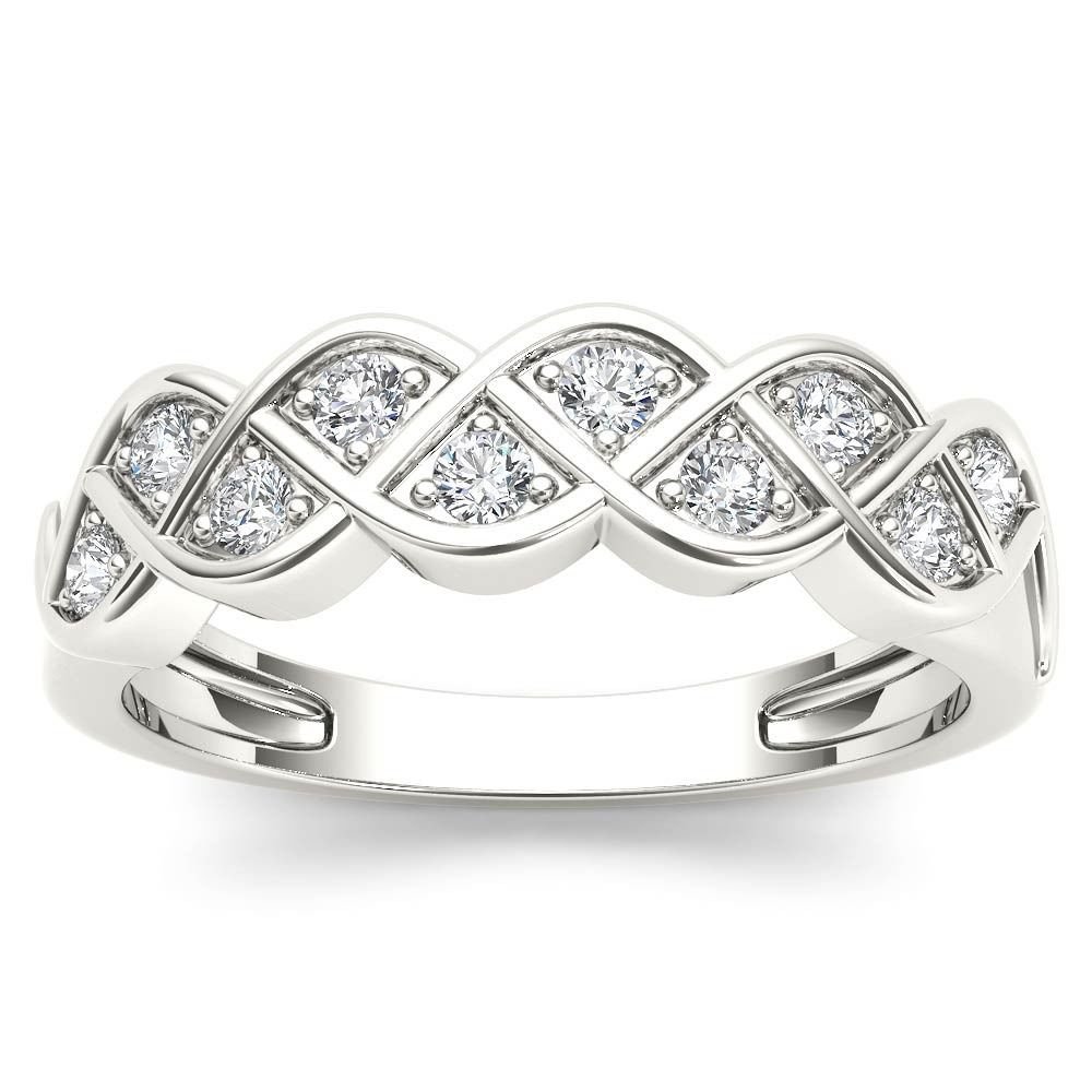 14k White Gold 0.25 Ct Round Cut Diamond Fashion Engagement Ring HI I2 Size 7