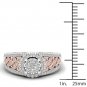 10k Pink Two Tone White Gold 0.50ct Round Cut Diamond Cluster Engagement Ring