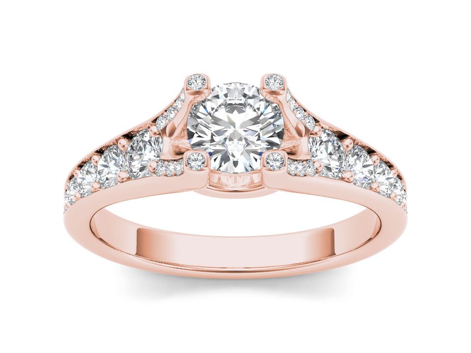 Solid 14k Rose Gold 0.75 Ct Round Cut Diamond Classic Solitaire Engaement Ring