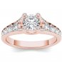 Solid 14k Rose Gold 0.75 Ct Round Cut Diamond Classic Solitaire Engaement Ring