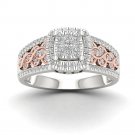 10k Pink Two Tone White Gold 0.50ct Round Diamond Cluster Engagement Ring H-I I2 10k Pink Two Tone White Gold 0.50ct Round Diamond Cluster Engagement Ring H-I I2