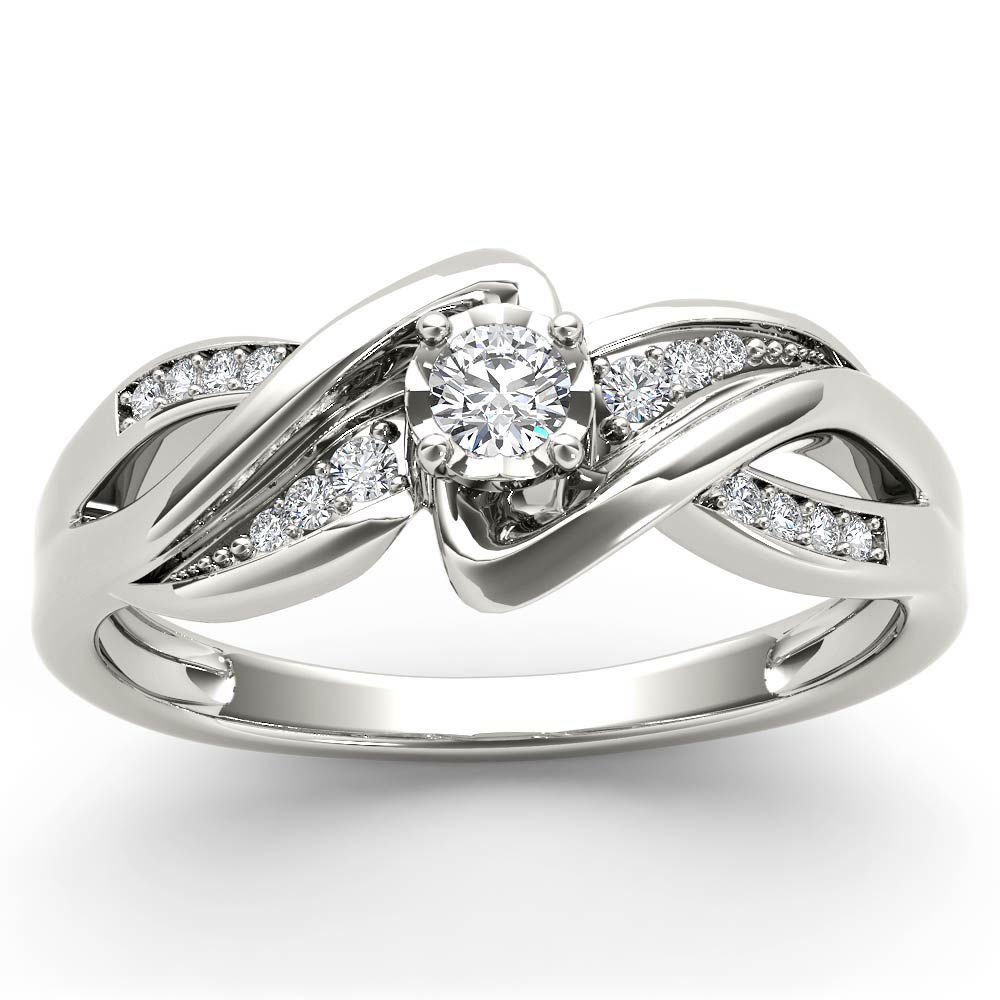 14k White Gold 0.15 Ct Round Cut Diamond Split Shank Engagement Wedding Ring HI