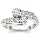 Genuine 14K White Gold 1.00 Ct Round Cut Diamond Two Stone Engagement Ring Genuine 14K White Gold 1.00 Ct Round Cut Diamond Two Stone Engagement Ring