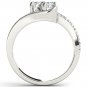 Genuine 14K White Gold 1.00 Ct Round Cut Diamond Two Stone Engagement Ring