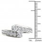 Genuine 14K White Gold 1.00 Ct Round Cut Diamond Two Stone Engagement Ring