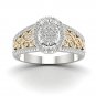 10k Yellow Two Tone White Gold 0.50ct Round Cut Diamond Cluster Engagement Ring