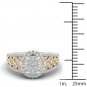 10k Yellow Two Tone White Gold 0.50ct Round Cut Diamond Cluster Engagement Ring