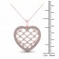 10K Rose Gold 0.25ct TDW Diamond Heart Shape Filigree Fashion Pendant Necklace