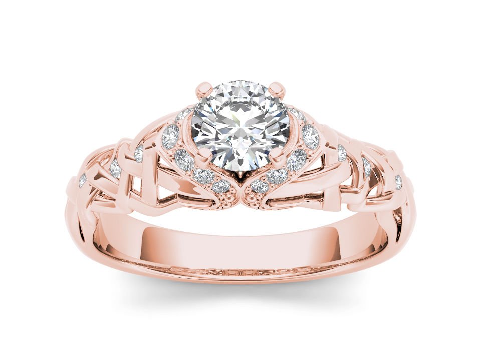 14k Rose Gold 0.50 Ct Round Cut Diamond Classic Solitaire Engagement Ring HI I2