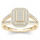 Genuine 14k Yellow Gold 0.25 Ct Round Cut Diamond Cluster Engagement Ring HI I2