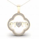 10K Yellow Gold 0.2ct TDW Diamond MOM Heart Pendant Necklace