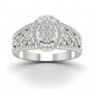 10k White Gold 0.50ct TDW Natual Round Cut Diamond Cluster Engagement Ring HI 10k White Gold 0.50ct TDW Natual Round Cut Diamond Cluster Engagement Ring HI