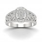 10k White Gold 0.50ct TDW Natual Round Cut Diamond Cluster Engagement Ring HI
