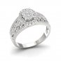 10k White Gold 0.50ct TDW Natual Round Cut Diamond Cluster Engagement Ring HI
