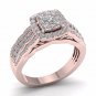 Solid 10k Rose Gold 0.84 Ct Round Cut Diamond Cluster Halo Engagement Ring