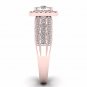 Solid 10k Rose Gold 0.84 Ct Round Cut Diamond Cluster Halo Engagement Ring
