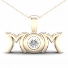 10K Yellow Gold 0.01ct TDW Diamond MOM Solitaire Pendant Necklace