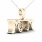 10K Yellow Gold 0.01ct TDW Diamond MOM Solitaire Pendant Necklace