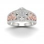 Real 10k Pink Two Tone White Gold 0.50ct TDW Diamond Cluster Engagement Ring