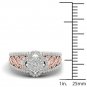 Real 10k Pink Two Tone White Gold 0.50ct TDW Diamond Cluster Engagement Ring