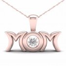 10K Rose Gold 0.01ct TDW Diamond MOM Solitaire Pendant Necklace
