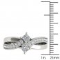 Solid 14K White Gold 0.75 Ct Princess Cut Diamond Two Stone Engagement Ring