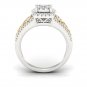 10k Yellow Two Tone White Gold 0.50ct Round Diamond Cluster Engagement Ring H-I