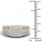 10k Yellow Two Tone White Gold 0.50ct Round Diamond Cluster Engagement Ring H-I