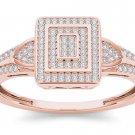 Natural 14k Rose Gold 0.25 Ct Round Cut Diamond Halo Engagement Wedding Ring HI Natural 14k Rose Gold 0.25 Ct Round Cut Diamond Halo Engagement Wedding Ring HI