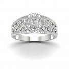 10k White Gold 0.50ct TDW Round Cut Diamond Cluster Engagement Ring I2 10k White Gold 0.50ct TDW Round Cut Diamond Cluster Engagement Ring I2
