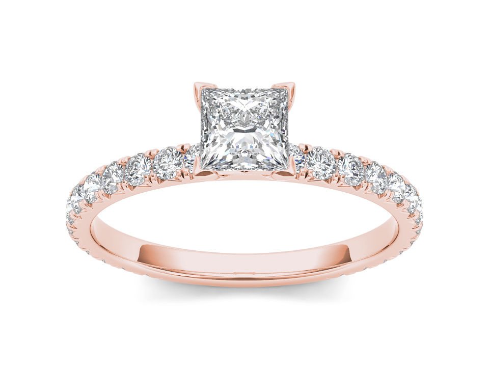 14K Rose Gold 1.00 Ct Princess Cut Diamond Classic Solitaire Engagement Ring HI