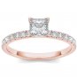 14K Rose Gold 1.00 Ct Princess Cut Diamond Classic Solitaire Engagement Ring HI