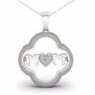 10K White Gold 0.2ct TDW Diamond MOM Heart Pendant Necklace