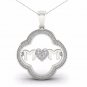 10K White Gold 0.2ct TDW Diamond MOM Heart Pendant Necklace