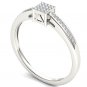 Solid 10k White Gold 0.10 Ct Natural Round Cut Diamond Cluster Engagement Ring