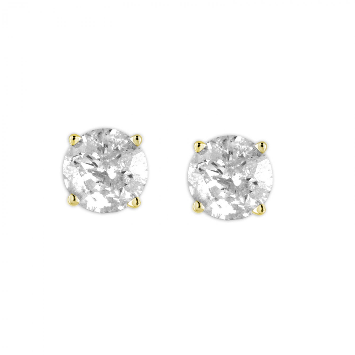 1.27Ct Round Cut Natural Diamond Stud Earrings in 14K Yellow Gold
