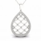 10K White Gold 0.25ct TDW Diamond Drop Shape Filigree Fashion Pendant Necklace 10K White Gold 0.25ct TDW Diamond Drop Shape Filigree Fashion Pendant Necklace