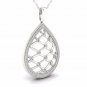 10K White Gold 0.25ct TDW Diamond Drop Shape Filigree Fashion Pendant Necklace