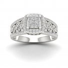 10k White Gold 0.50ct TDW Round Diamond Cluster Engagement Ring H-I I2