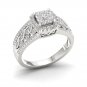 10k White Gold 0.50ct TDW Round Diamond Cluster Engagement Ring H-I I2
